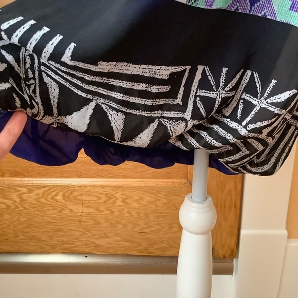 DESIGUAL Blue Multicolour Sheer Sleeve Dress Size 38 - Picture 14 of 16